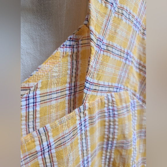 Cotton Blend Yellow Plaid Tiered Sundress - Picture 10 of 11